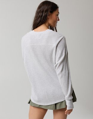 OFFLINE By Aerie Wow! Waffle Notch Neck Long Sleeve T-Shirt