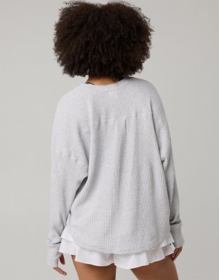 OFFLINE By Aerie Wow! Waffle Notch Neck Long Sleeve T-Shirt