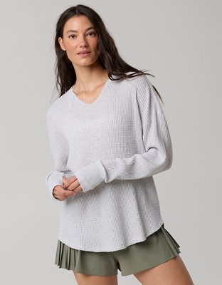 OFFLINE By Aerie Wow! Waffle Notch Neck Long Sleeve T-Shirt