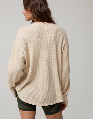 OFFLINE By Aerie Wow! Waffle Notch Neck Long Sleeve T-Shirt | OFFLINE