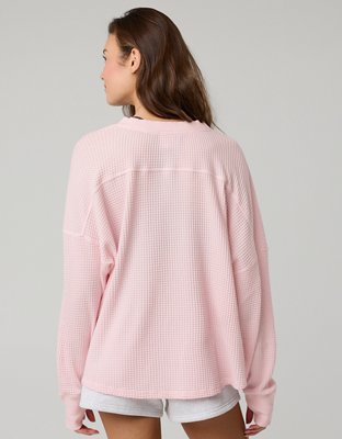 OFFLINE By Aerie Wow! Waffle Notch Neck Long Sleeve T-Shirt