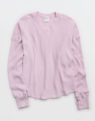 OFFLINE By Aerie Wow! Waffle Notch Neck Long Sleeve T-Shirt