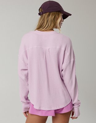 OFFLINE By Aerie Wow! Waffle Notch Neck Long Sleeve T-Shirt