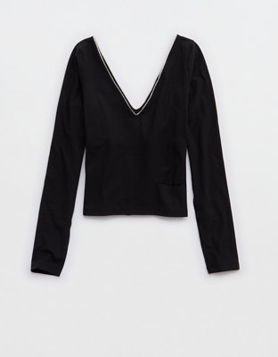 OFFLINE By Aerie Real Me XTRA Rib Open V-Neck T-Shirt