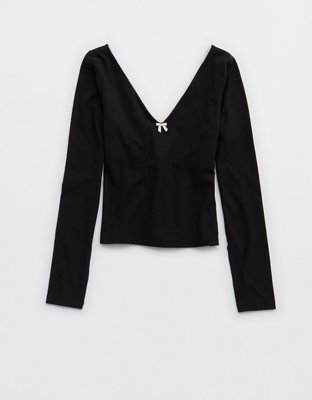 OFFLINE By Aerie Real Me XTRA Rib Open V-Neck T-Shirt