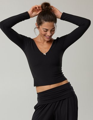 OFFLINE By Aerie Real Me XTRA Rib Open V-Neck T-Shirt