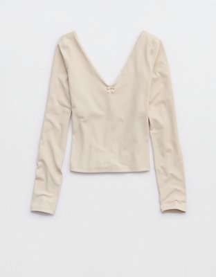 OFFLINE By Aerie Real Me XTRA Rib Open V-Neck T-Shirt