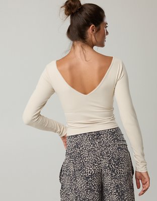 OFFLINE By Aerie Real Me XTRA Rib Open V-Neck T-Shirt