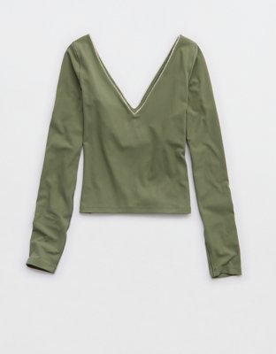 OFFLINE By Aerie Real Me XTRA Rib Open V-Neck T-Shirt