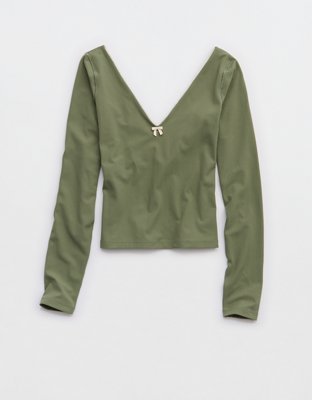 OFFLINE By Aerie Real Me XTRA Rib Open V-Neck T-Shirt