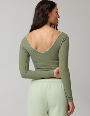 OFFLINE By Aerie Real Me XTRA Rib Open V-Neck T-Shirt