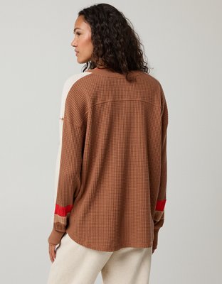 OFFLINE By Aerie Wow! Waffle Notch Neck Long Sleeve T-Shirt