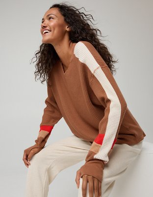 OFFLINE By Aerie Wow! Waffle Notch Neck Long Sleeve T-Shirt