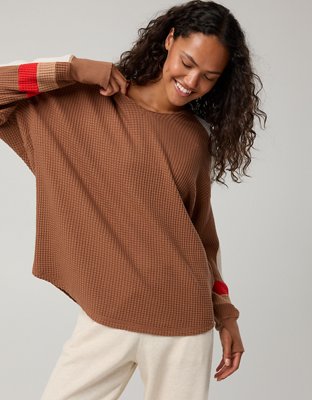 OFFLINE By Aerie Wow! Waffle Notch Neck Long Sleeve T-Shirt
