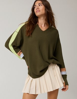 OFFLINE By Aerie Wow! Waffle Notch Neck Long Sleeve T-Shirt