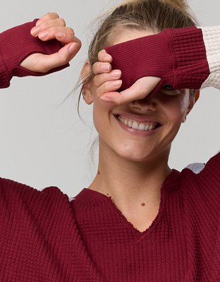 OFFLINE By Aerie Wow! Waffle Notch Neck Long Sleeve T-Shirt
