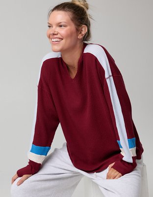 OFFLINE By Aerie Wow! Waffle Notch Neck Long Sleeve T-Shirt