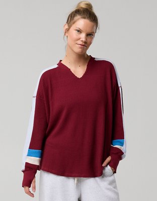 OFFLINE By Aerie Wow! Waffle Notch Neck Long Sleeve T-Shirt