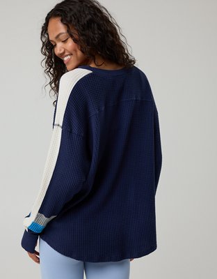 OFFLINE By Aerie Wow! Waffle Notch Neck Long Sleeve T-Shirt | OFFLINE