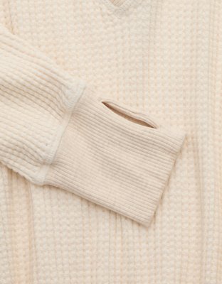OFFLINE By Aerie Wow! Waffle Long Sleeve V Neck T-Shirt
