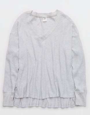 OFFLINE By Aerie Wow! Waffle Long Sleeve V Neck T-Shirt