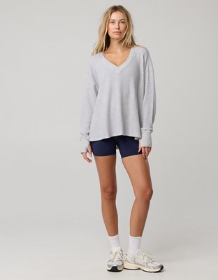 OFFLINE By Aerie Wow! Waffle Long Sleeve V Neck T-Shirt