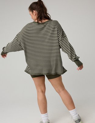 OFFLINE By Aerie Wow! Waffle Long Sleeve V Neck T-Shirt