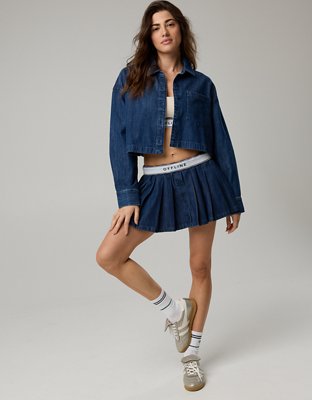 OFFLINE By Aerie Cropped Button Up Shirt