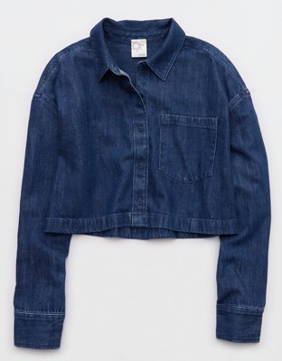 OFFLINE By Aerie Cropped Button Up Shirt