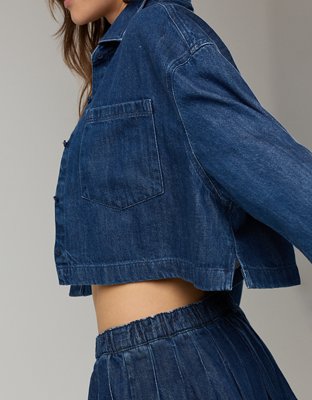 OFFLINE By Aerie Cropped Button Up Shirt