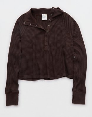 OFFLINE By Aerie Wow! Waffle Mockneck Long Sleeve T-Shirt