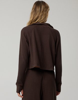 OFFLINE By Aerie Wow! Waffle Mockneck Long Sleeve T-Shirt