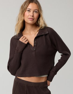 OFFLINE By Aerie Wow! Waffle Mockneck Long Sleeve T-Shirt