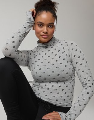 OFFLINE By Aerie Thumbs Up Long Sleeve Turtleneck Shirt