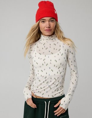 OFFLINE By Aerie Thumbs Up Long Sleeve Turtleneck Shirt