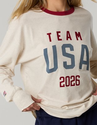 OFFLINE By Aerie Team USA Collection Let's Stretch Long Sleeve T-Shirt