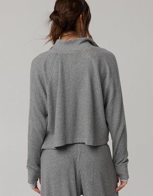 OFFLINE By Aerie Wow! Waffle Mockneck Henley Long Sleeve T-Shirt