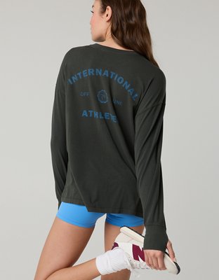 OFFLINE By Aerie Let's Stretch Long Sleeve Boyfriend T-Shirt