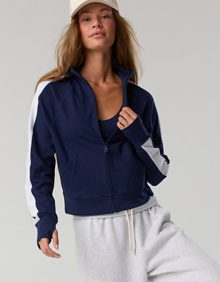 OFFLINE By Aerie Sweatshirt Manga Larga de Piqué con Cierre Completo