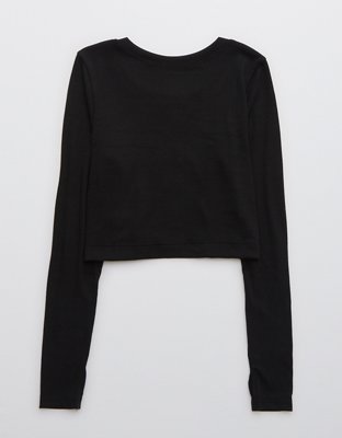 OFFLINE By Aerie Ribbed Cropped Snap Cardigan