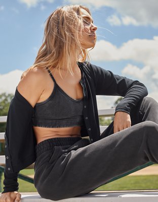 OFFLINE By Aerie Ribbed Cropped Snap Cardigan