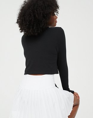 OFFLINE By Aerie Ribbed Cropped Snap Cardigan