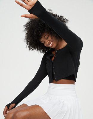 OFFLINE By Aerie Ribbed Cropped Snap Cardigan