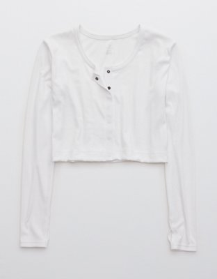 OFFLINE By Aerie Ribbed Cropped Snap Cardigan