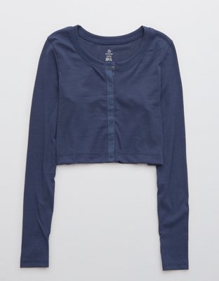 Женские кардиганы Aerie OFFLINE By Aerie Ribbed Cropped Snap Cardigan — фото 4