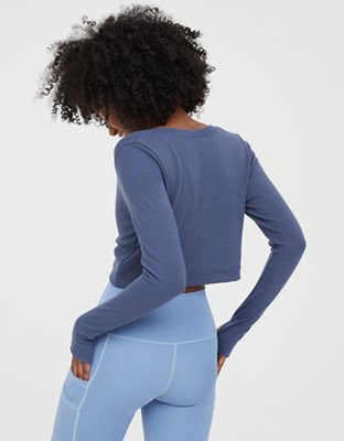 Женские кардиганы Aerie OFFLINE By Aerie Ribbed Cropped Snap Cardigan — фото 3