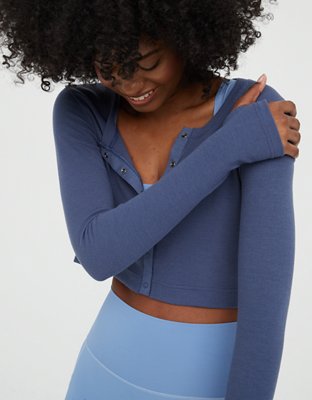 Женские кардиганы Aerie OFFLINE By Aerie Ribbed Cropped Snap Cardigan — фото 5