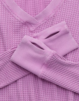OFFLINE By Aerie Wow! Waffle Long Sleeve V Neck T-Shirt