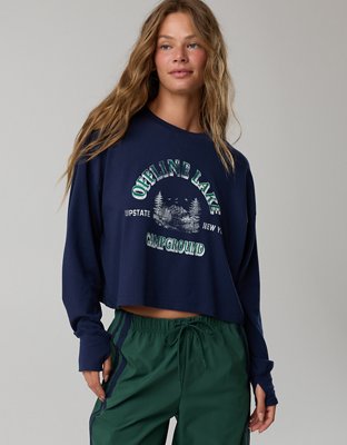 OFFLINE By Aerie Let's Stretch Long Sleeve Cropped T-Shirt