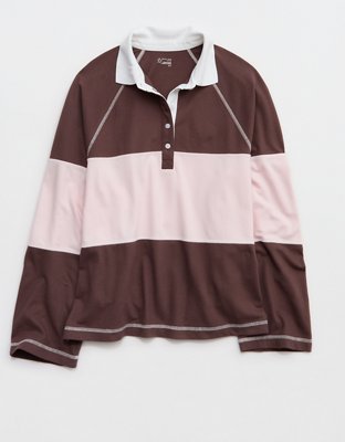 OFFLINE By Aerie Long Sleeve Pique Striped Rugby T-Shirt
